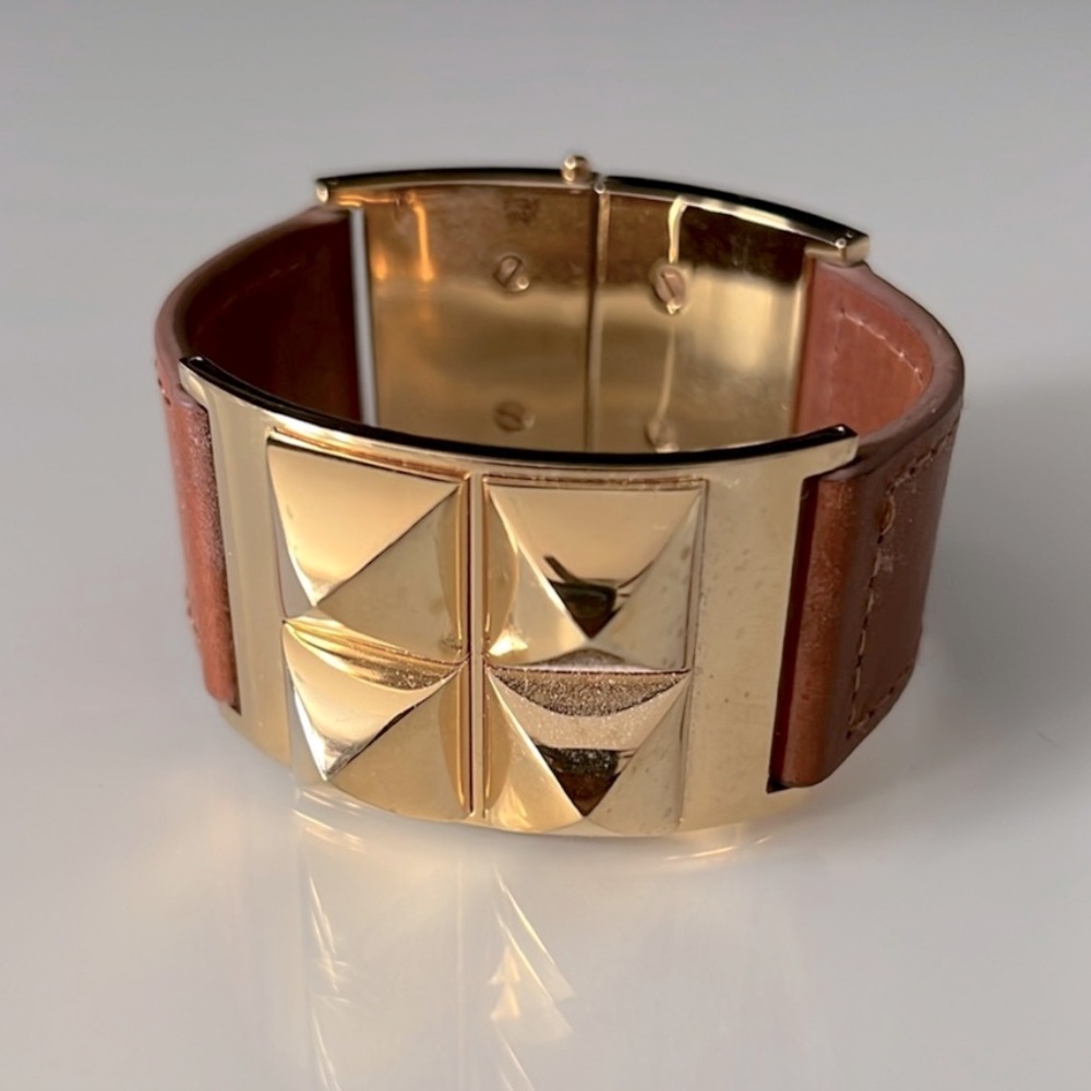 MK Gold/leather bracelet
